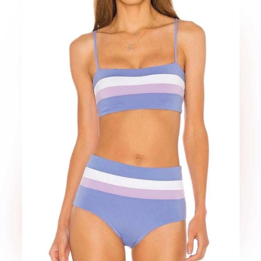 L*Space Blue and Purple Striped Bikini